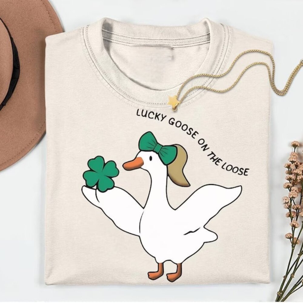 St Patricks Day Lucky Shirt, St Patricks Day Gift, Funny Irish Goose Tee